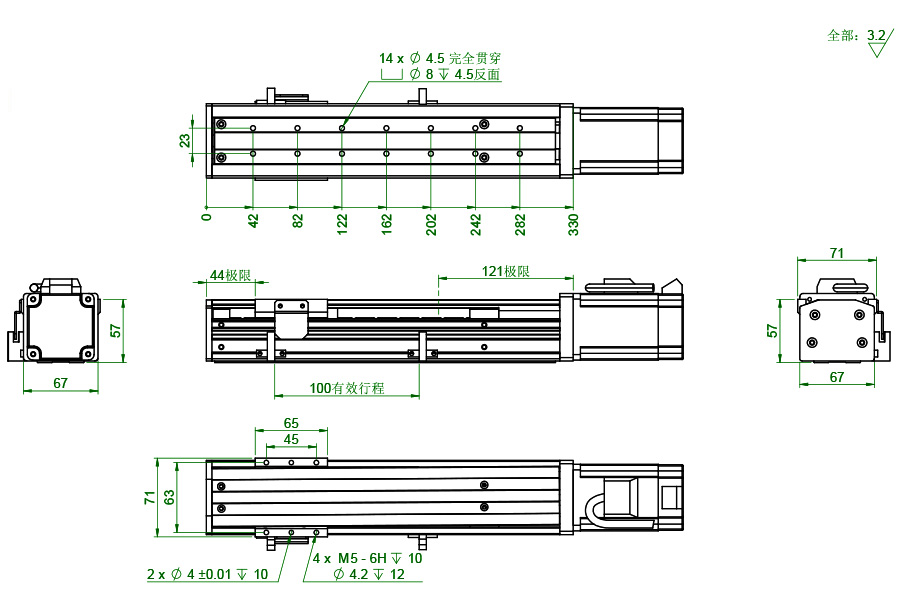 BO-60系列絲桿滑臺尺寸圖紙