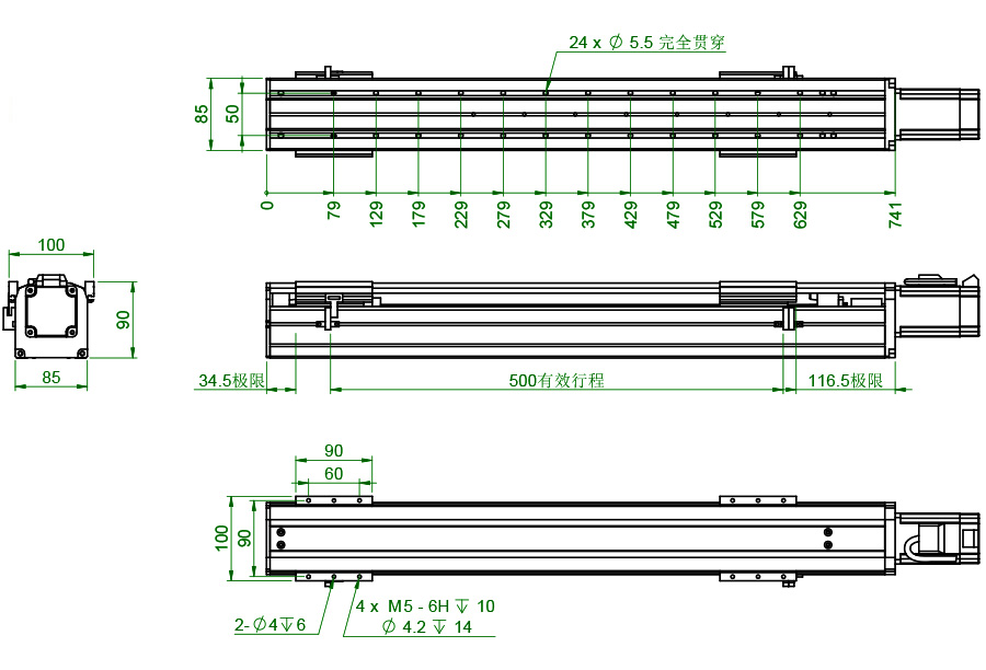 BO-85系列絲桿滑臺尺寸圖紙